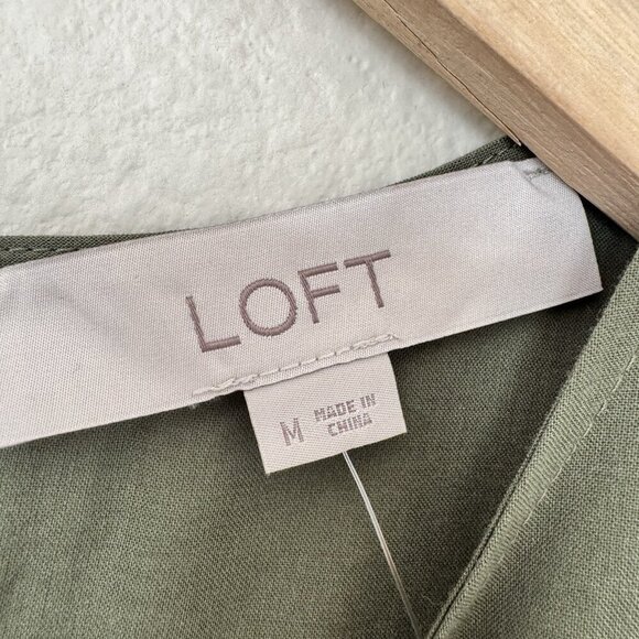 LOFT Green Smocked Tank Top with Pleated Details - Picture 5 of 10